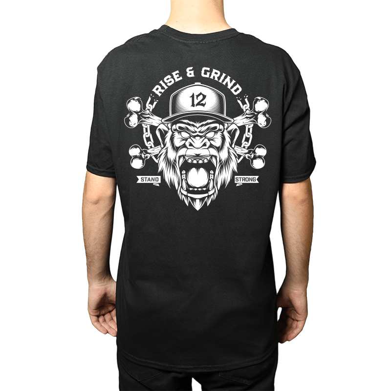 T-Shirt 12os Pithikos Black (Rise and Grind)