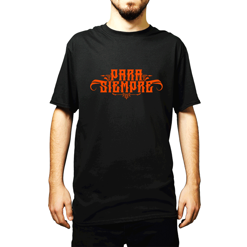 T-Shirt 12os Pithikos Black ''Para Siempre'' Orange