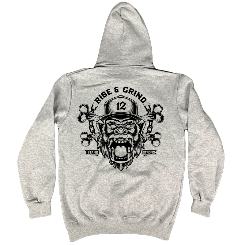 Hoodie 12os (Rise and Grind) Grey