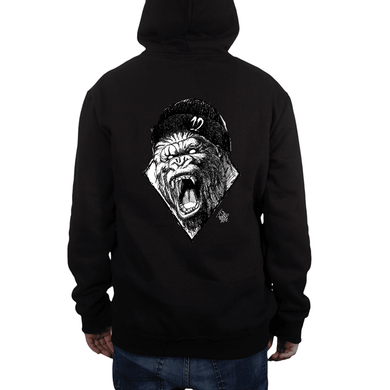 Hoodie 12os (Gorilla) Black