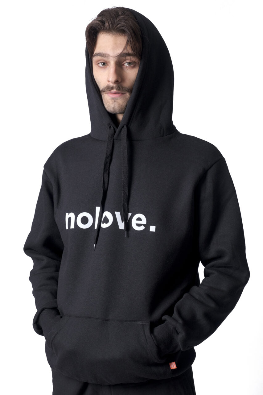 Hoodie No Love Black With Classic Logo