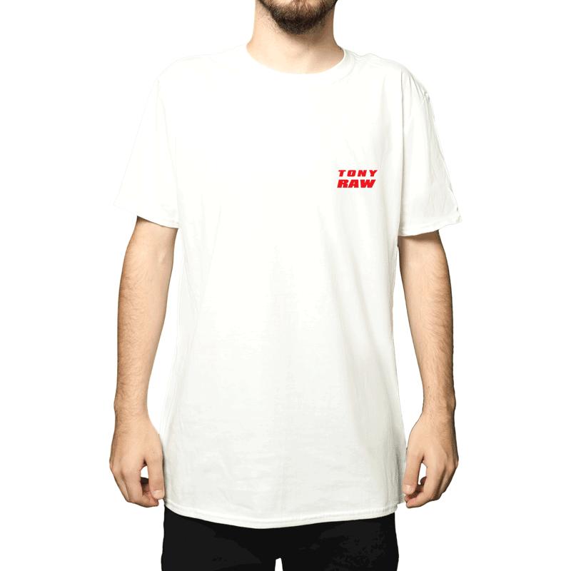 T-Shirt Tony Raw White With Red