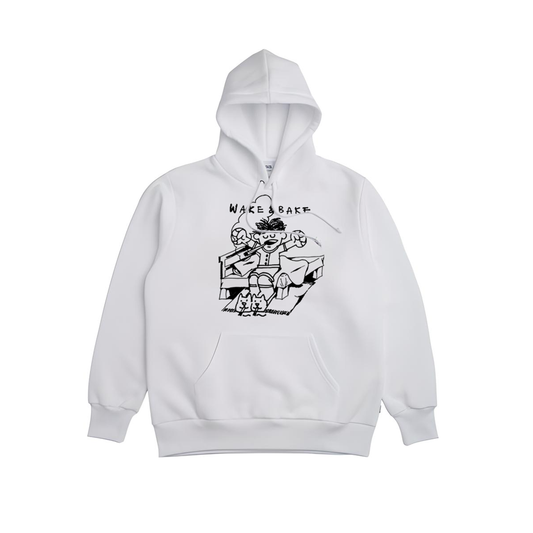 Hoodie "Wake & Bake" White