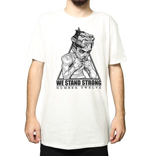 T-Shirt 12os Pithikos Fighter (We Stand Strong) White