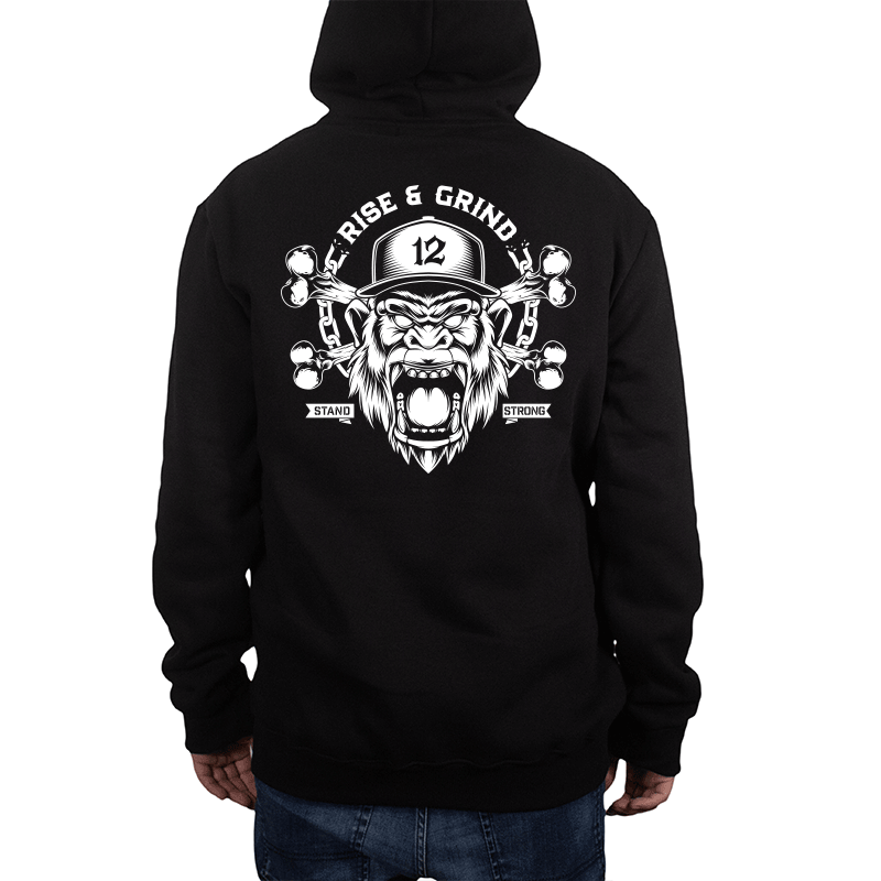 Hoodie 12os (Rise and Grind) Black