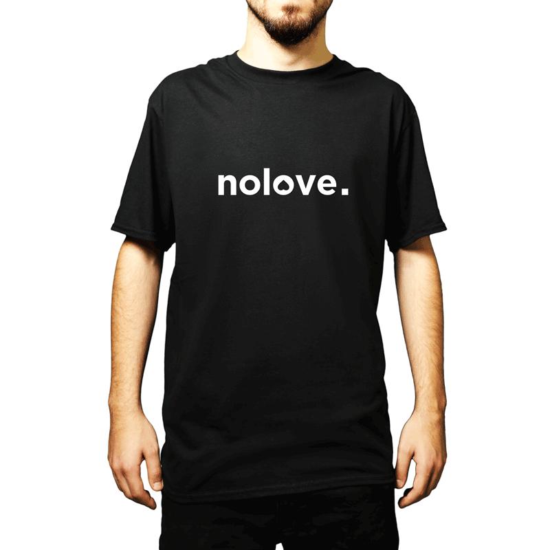T-Shirt No Love Black with White Classic Logo