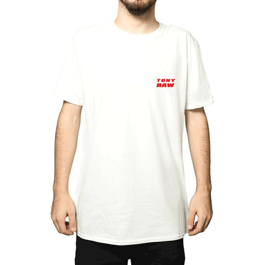 T-Shirt Tony Raw White With Red