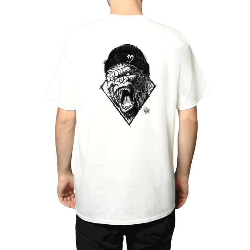 T-Shirt 12os Pithikos Number Twelve (Gorilla) White